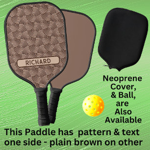 Brown 3D Circle Geometric, Add Name or Monogram Pickleball Paddle