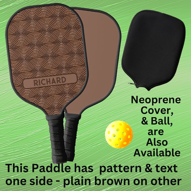 Brown 3D Circles Geometric, Add Name or Monogram Pickleball Paddle (Creator Uploaded)