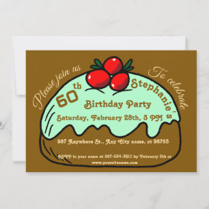 Brown 60th Birthday Party Choco Doughnut Dessert Invitation