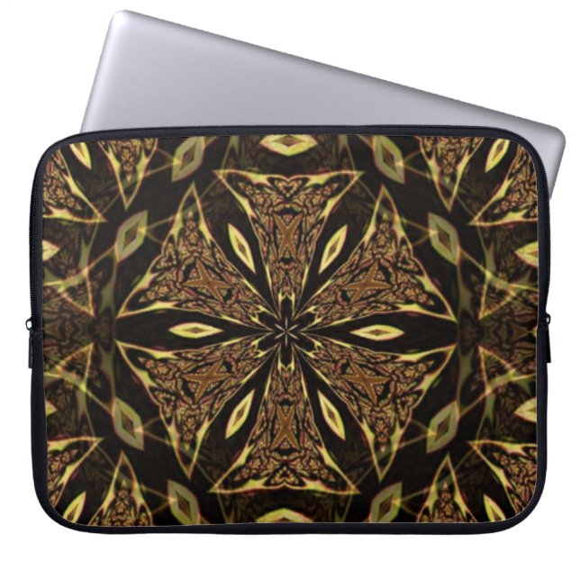 Brown Abstract Art Laptop Sleeve (Front)