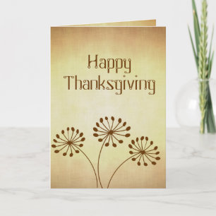 Brown Abstract Dandelion Floral Holiday Card