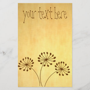 Brown Abstract Dandelion Floral Stationery