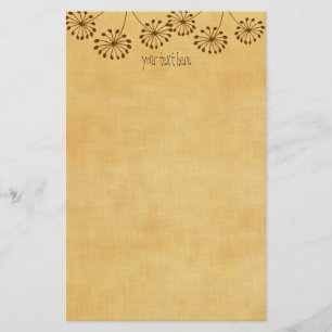 Brown Abstract Dandelion Floral Stationery