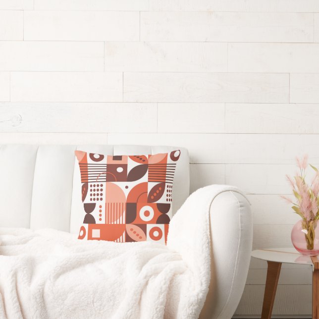 Brown Abstract geometric art pattern  Cushion (Couch)