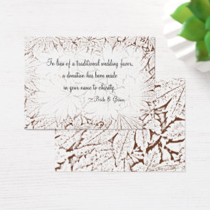 Brown Abstract Leaves Wedding Charity Favour Card