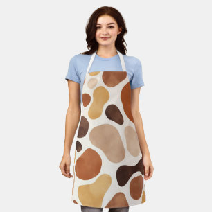 Brown Abstract Organic Shapes Print All-Over Print Apron