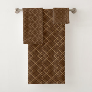 Brown abstract pattern bath towel set