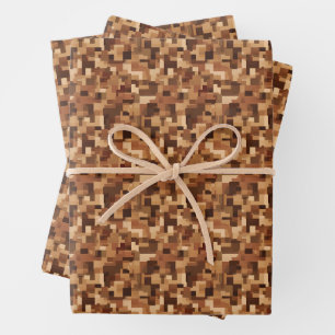 Brown Abstract Squares & Rectangles Wrapping Paper Sheet