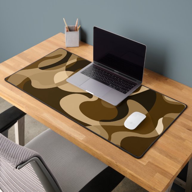 Brown abstract wild swirly organic shapes desk mat (Office 2)