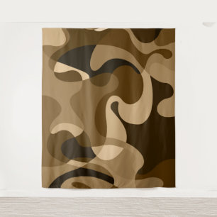 Brown abstract wild swirly organic shapes tapestry