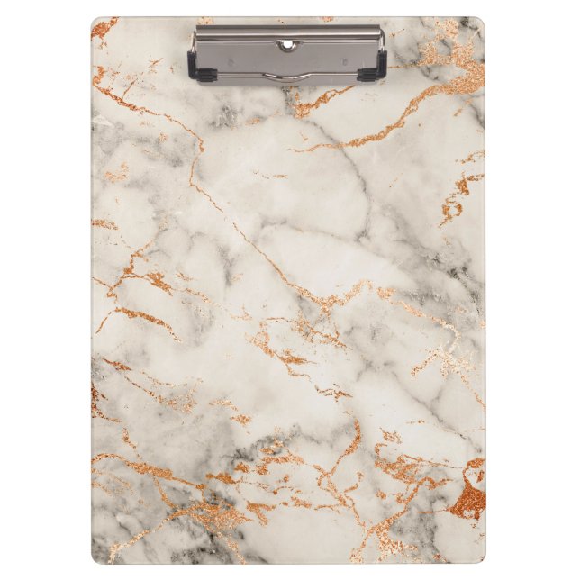 Brown Accents and White Abstract Pattern Clipboard (Front)