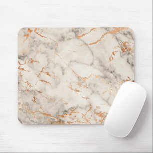Brown Accents and White Abstract Pattern Mouse Mat
