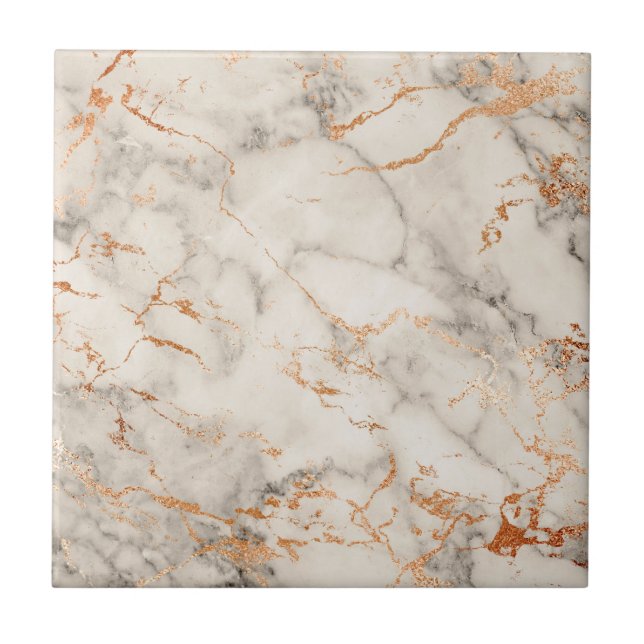 Brown Accents and White Abstract Pattern Tile (Front)