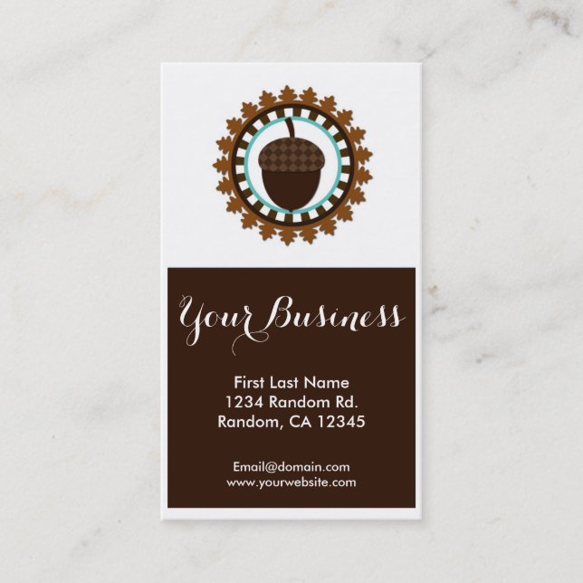 Brown acorn seal custom business cards (Front)