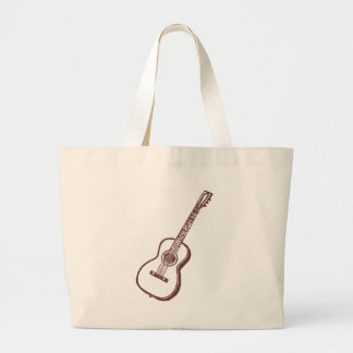 Brown Acoustic Classical Guitar Large Tote Bag