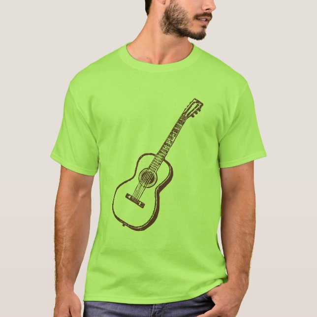 Brown Acoustic Classical Guitar T-Shirt (Front)