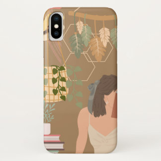 Brown Aesthetic Woman Reading Book iPhone X Case