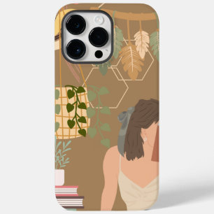 Brown Aesthetic Woman Reading Book Case-Mate iPhone 14 Pro Max Case