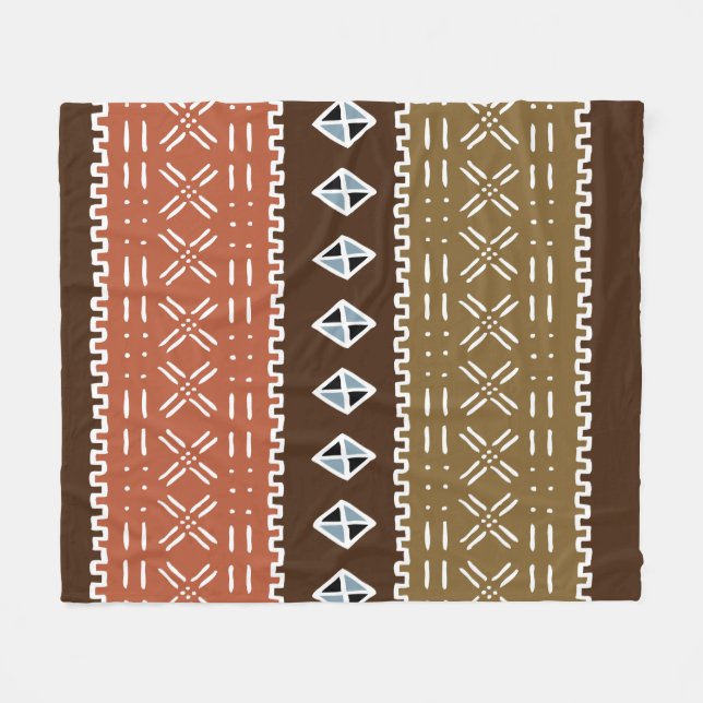 Brown African Pattern Fleece Blanket, 50"x60" Blanket (Front (Horizontal))