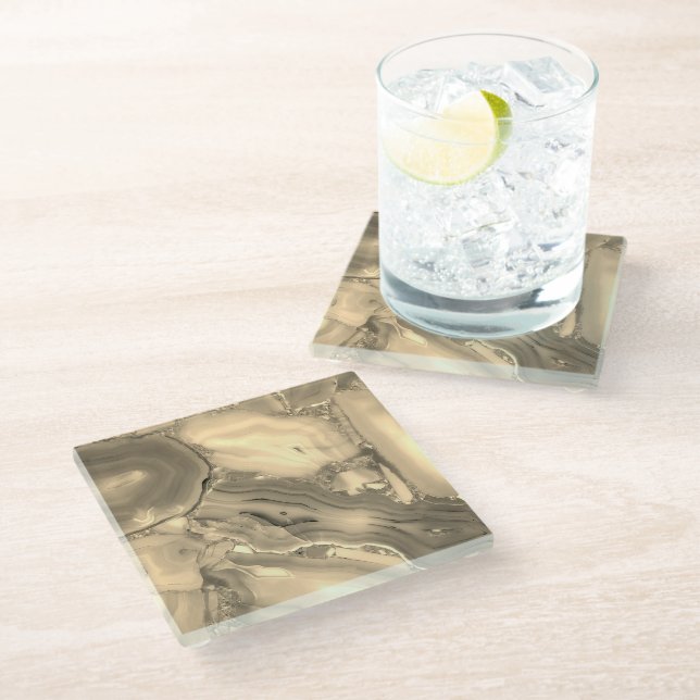 Brown Agate Glass Coaster (Angled)