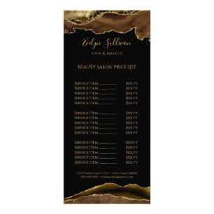 Brown agate on black price list rack card