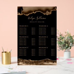 Brown Agate Price List Acrylic Sign
