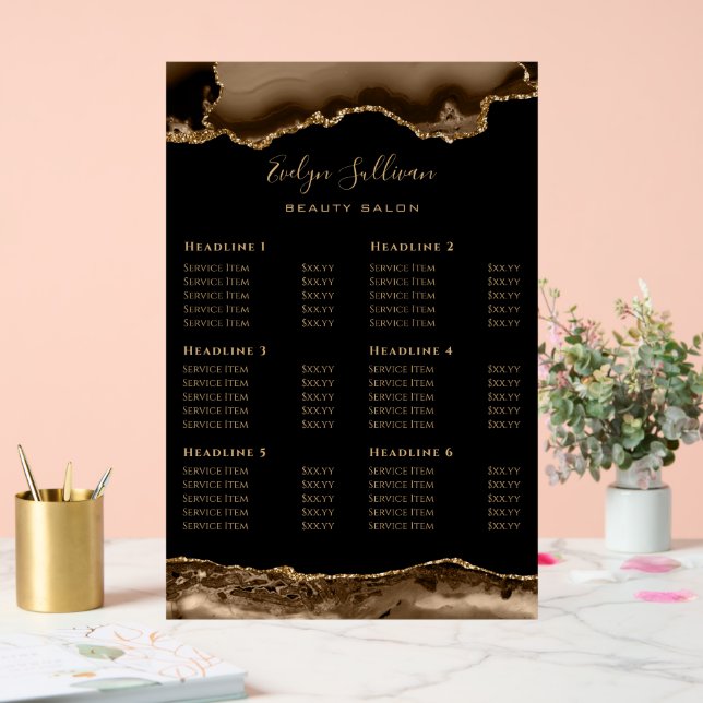 Brown Agate Price List Acrylic Sign (Wedding)