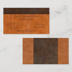 Brown Alligator Hide Carmel Leather Administrator  Business Card