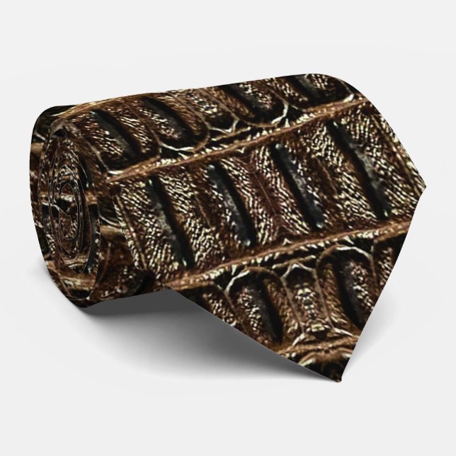 Brown Alligator Leather  Tie (Rolled)