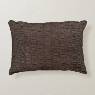Brown Alligator Skin Print Decorative Cushion
