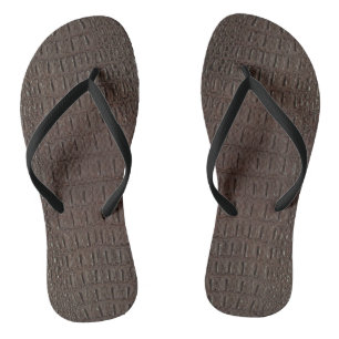 Brown Alligator Skin Print Flip Flops