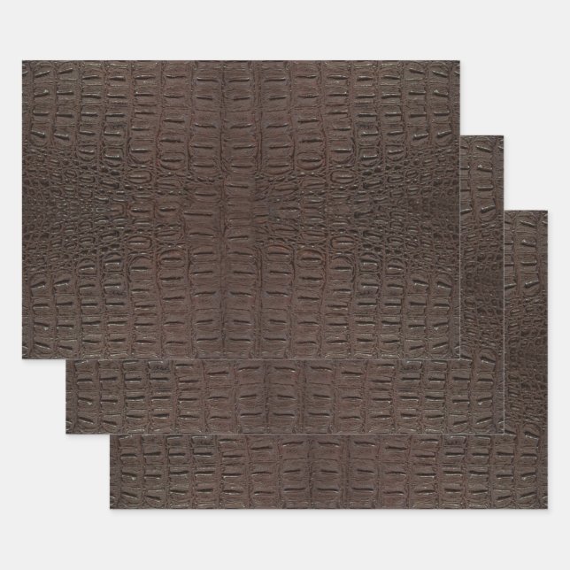 Brown Alligator Skin Print Wrapping Paper Sheet (Set)