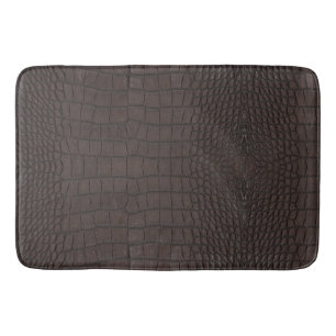 Brown Alligator Texture Print Bath Mat