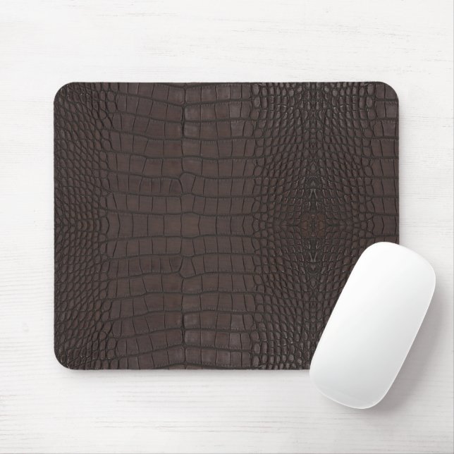 Brown Alligator Texture Print Mouse Mat (With Mouse)