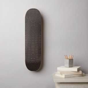 Brown Alligator Texture Print Skateboard