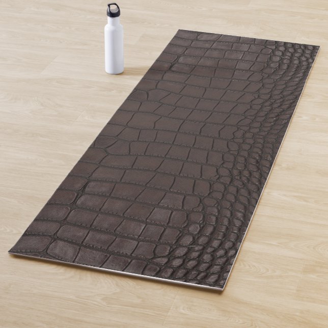 Brown Alligator Texture Print Yoga Mat (In Situ)