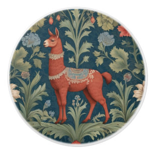 Brown Alpaca William Morris style Left Facing Ceramic Knob