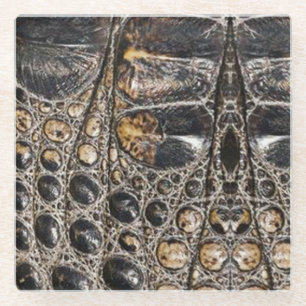 Brown American Alligator Skin Texture Glass Coaster