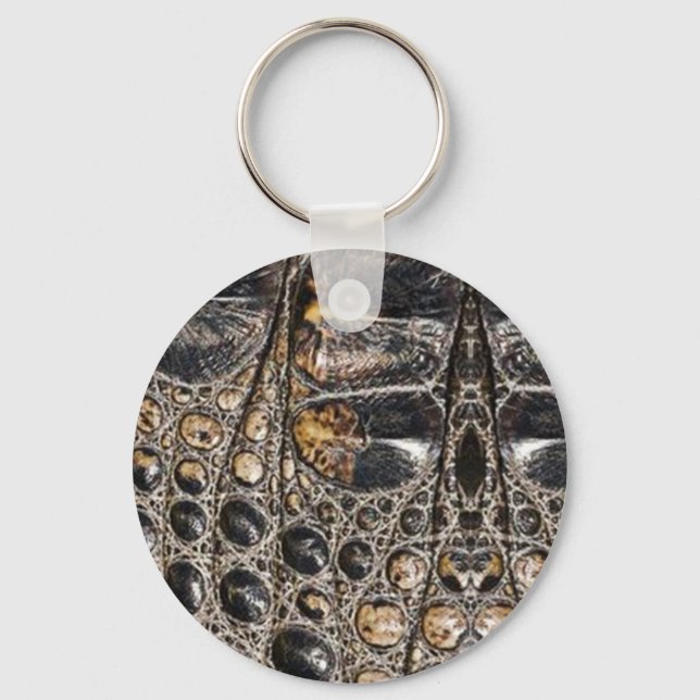 Brown American Alligator Skin Texture Key Ring (Front)