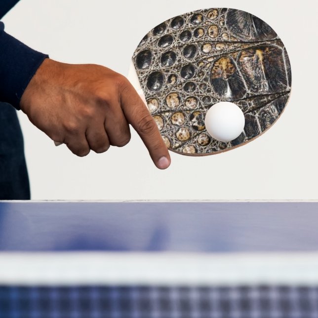 Brown American Alligator Skin Texture Ping Pong Paddle (Insitu)