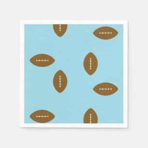 Brown American fooball balls on blue Napkin