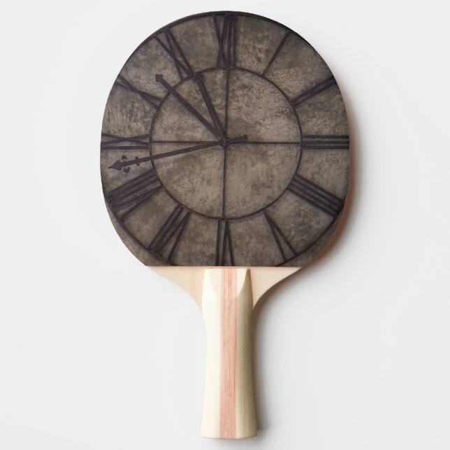 Brown Analogue Wall Clock Ping Pong Paddle (Front)