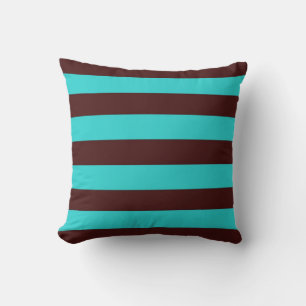 Brown and Aqua Stripe Pillow