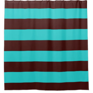 Brown and Aqua Stripes shower curtain
