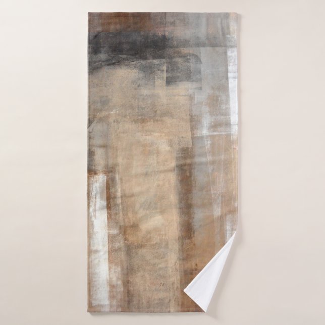Brown and Beige Abstract Art Paintingabstract,pain Bath Towel (Bath Towel)