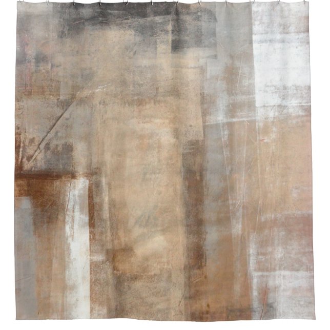 Brown and Beige Abstract Art Paintingabstract,pain Shower Curtain (Front)