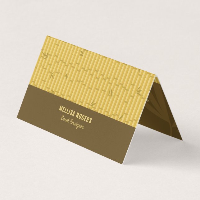 Brown and Beige Bamboo Wood Background Business Card (Front)