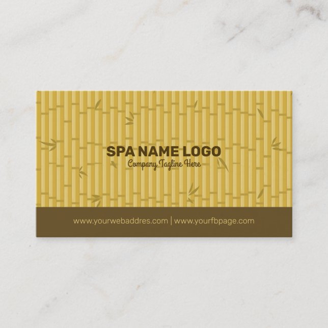 Brown and Beige Bamboo Wood Background Business Card (Front)