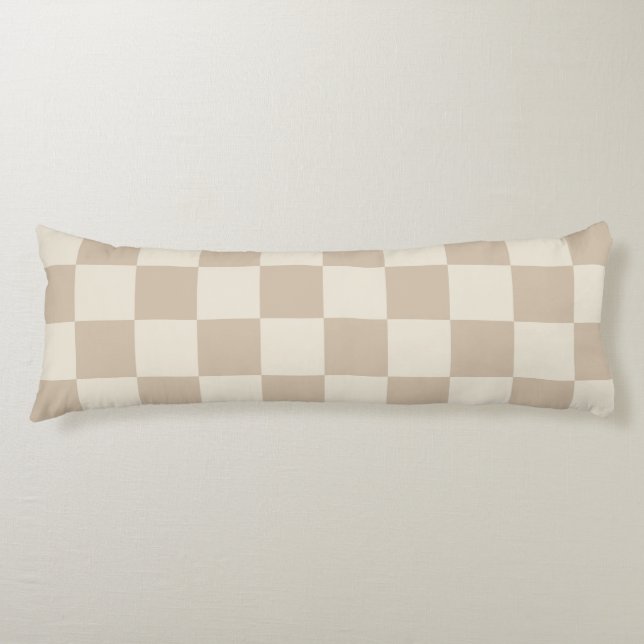 Brown and Beige Chequerboard Body Cushion (Front)