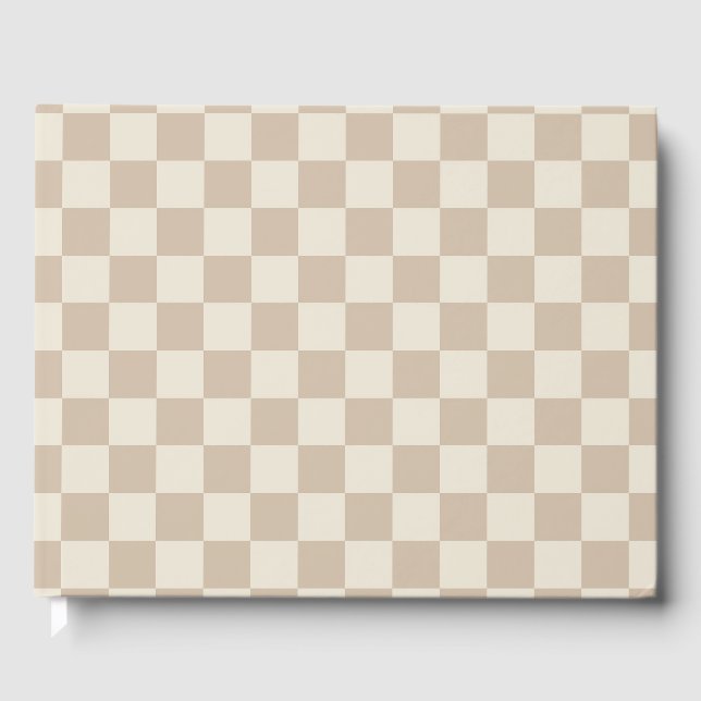 Brown and Beige Chequerboard Guest Book (Front)